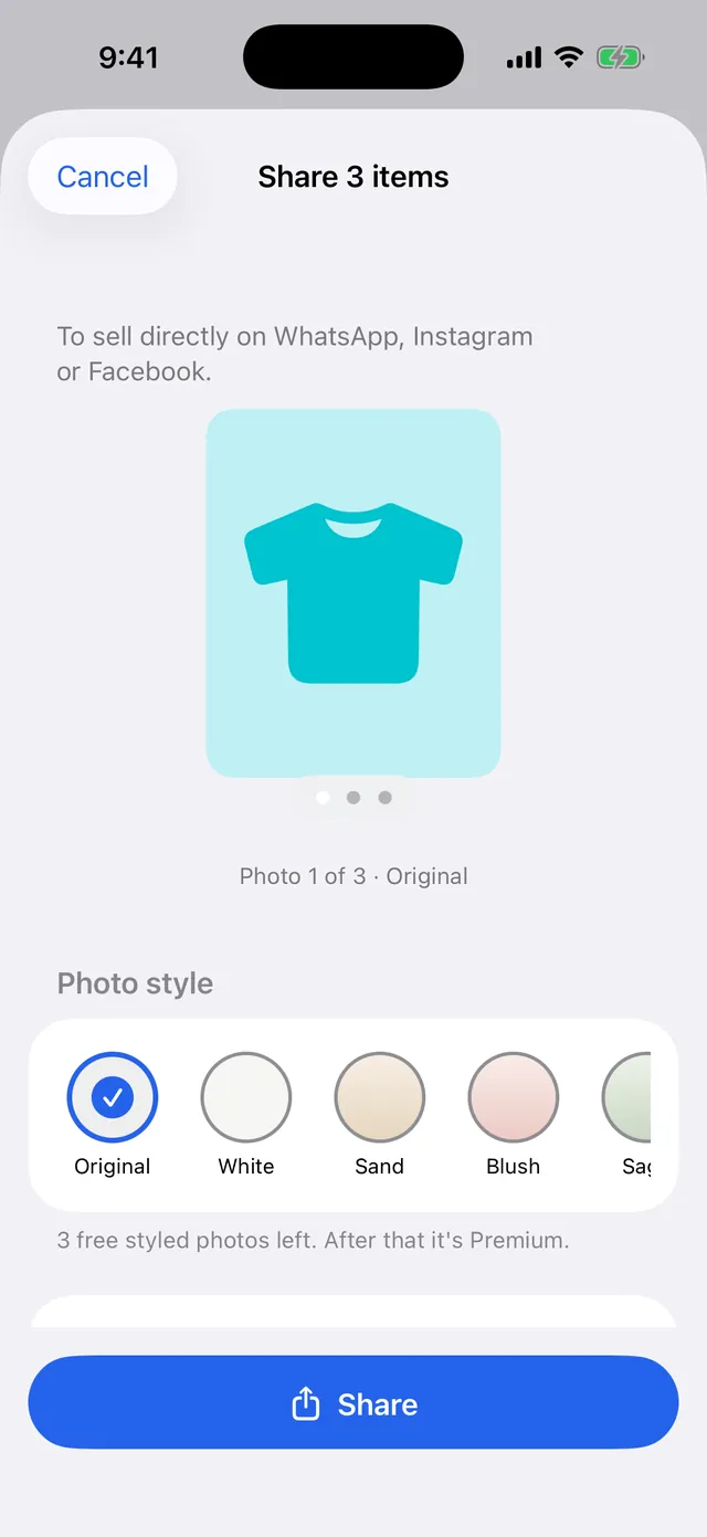 Share screen with background styles